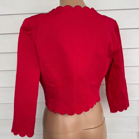 Marks Spencer Red Jacket Scalloped Bolero Autograph 6 - Picture 2 of 7